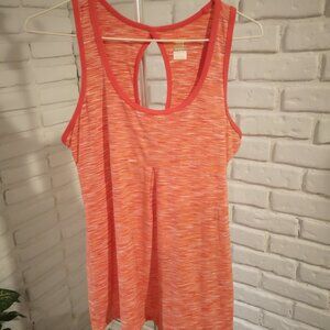 Lucy Lucy Tech Ladies Size Large Orange & White Racer Back Style Workout Top